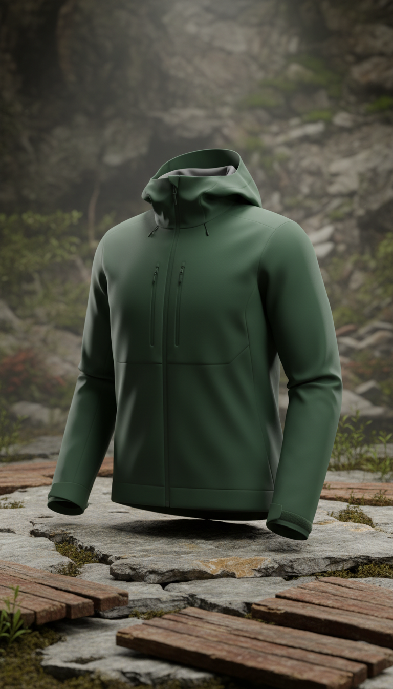 Technische Shelljacke in Moosgrün